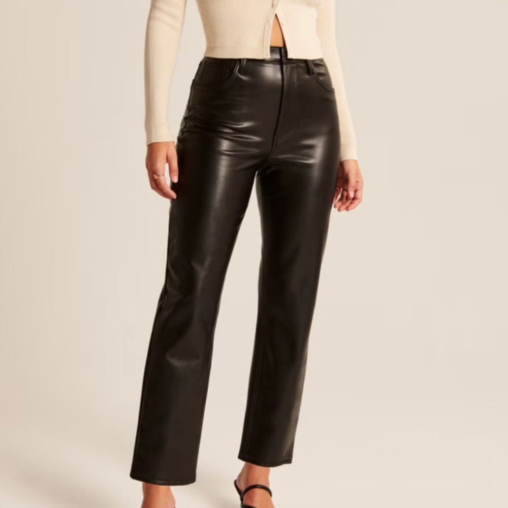 Abercrombie and Fitch Vegan Leather Ankle Straight Pant (Curve Love)